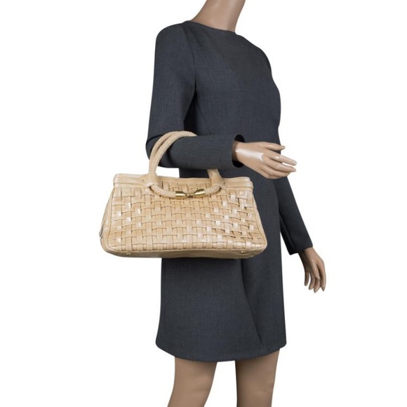 Cole Haan Beige Woven Leather Tote - Picture 3 of 8